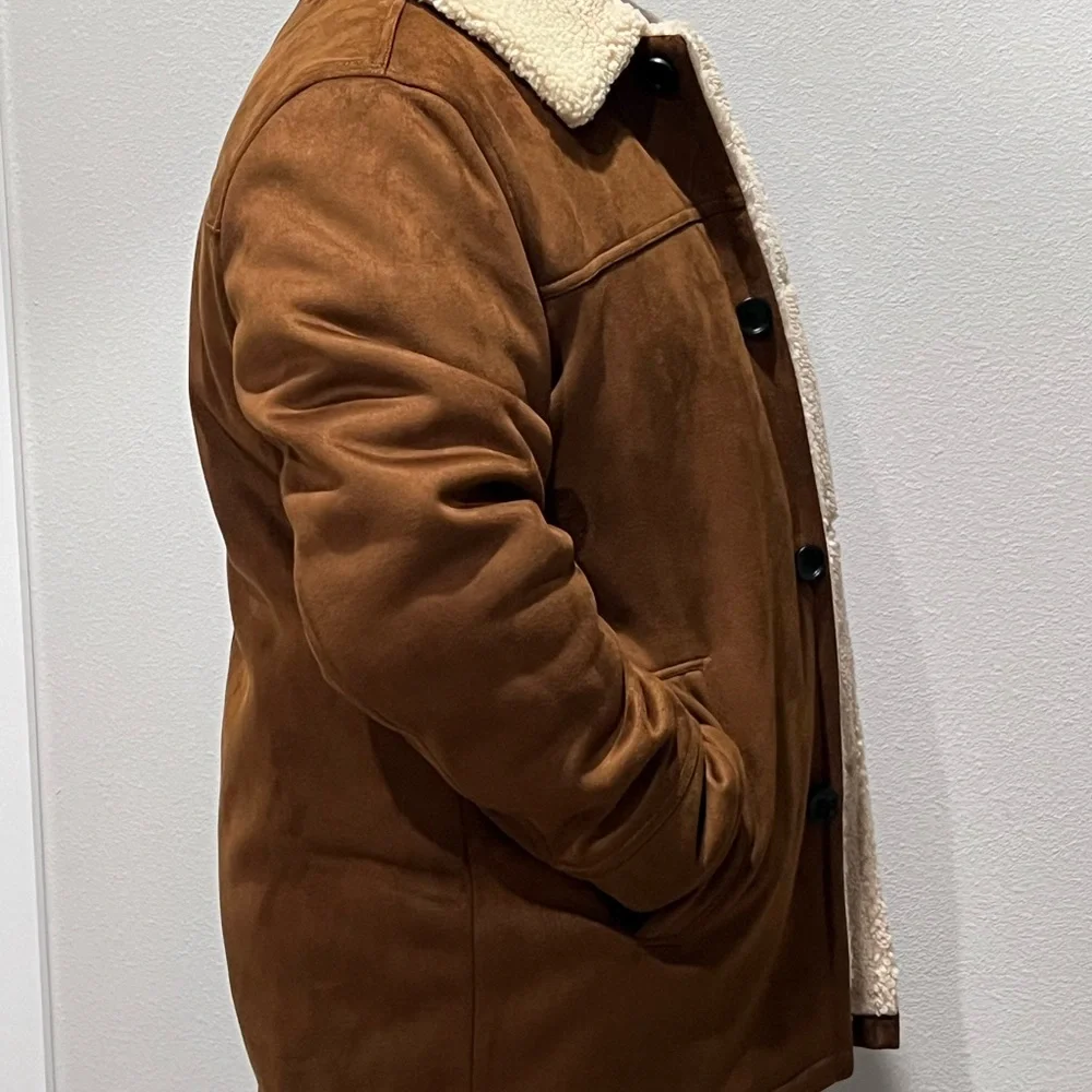 Calvin Klein Men's Tan Suede Bomber Jacket - Picture 2 of 8
